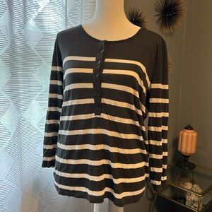 J. Crew Black and Cream Striped Button-Down Shirt